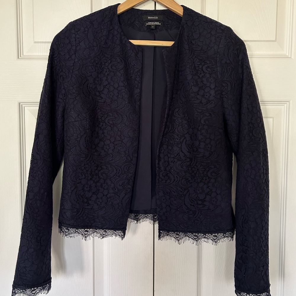 RW&CO Navy Lace Blazer